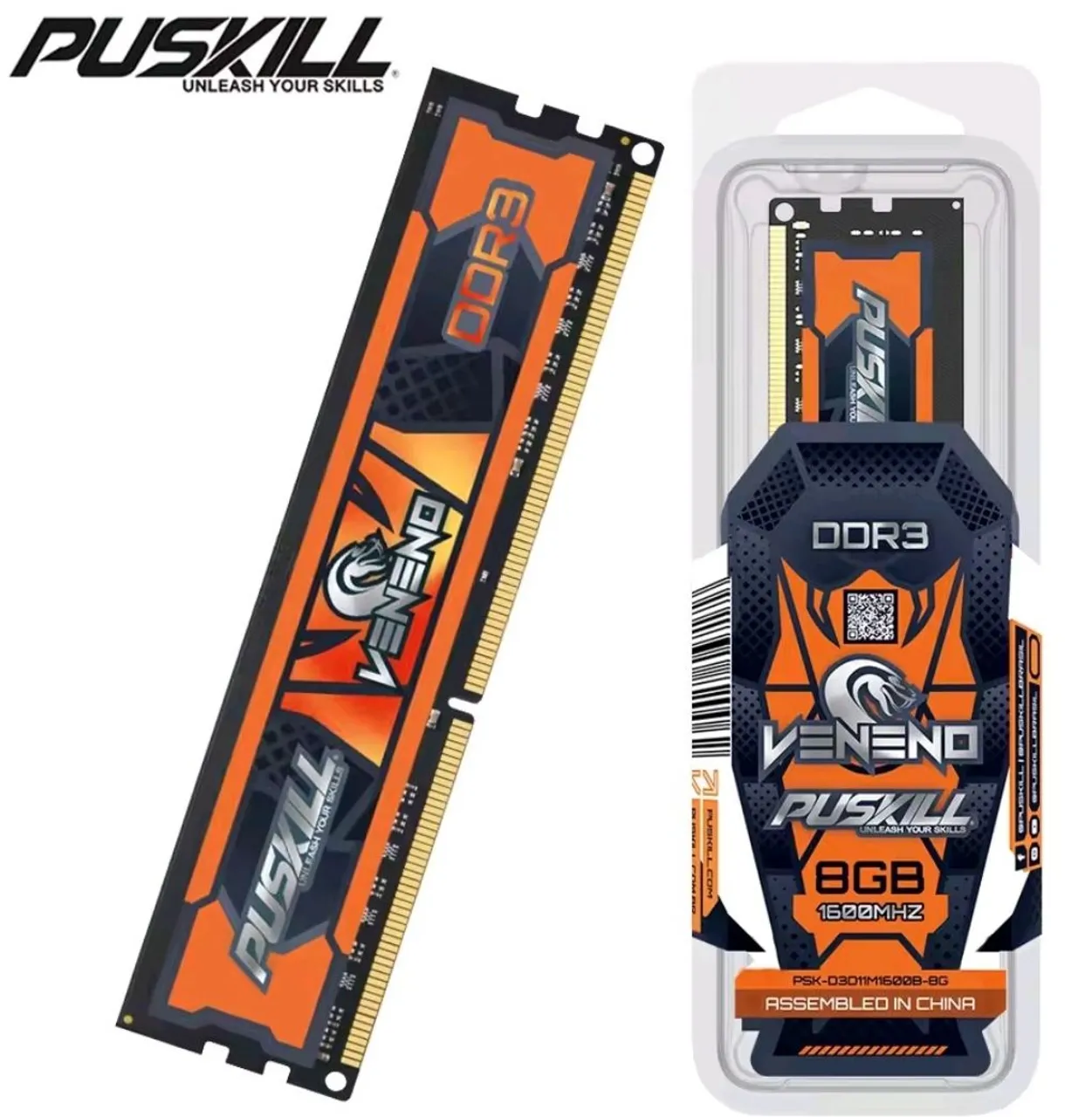 Memória RAM PUSKILL Veneno DDR3 8GB 1600MHz