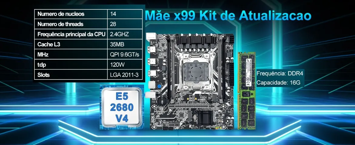 Dragão Xeon E5-2680 V4 16gb DDR4 - kit upgrade