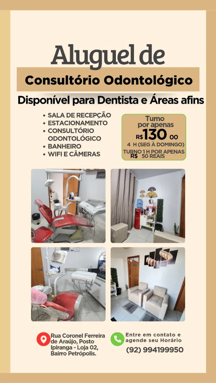 Aluguel de Clínica Odontológica - 130 reais (turno Avulso)