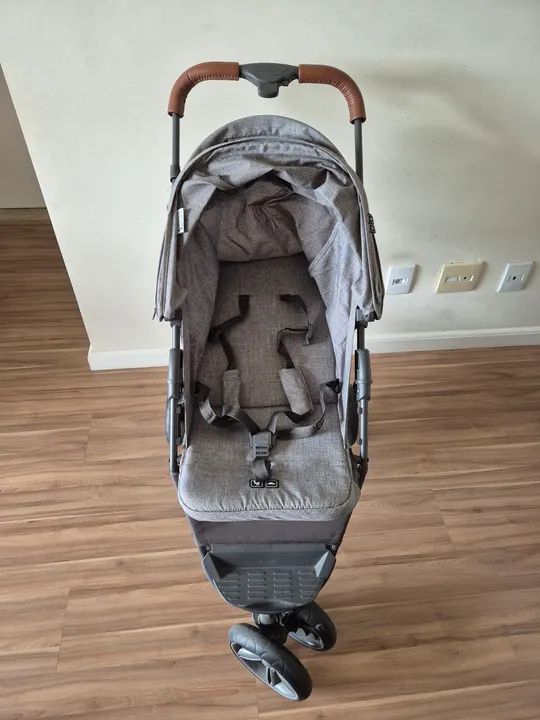 Carrinho de Bebê ABC Design Treviso 3 Woven Grey com Couro - Foto 4
