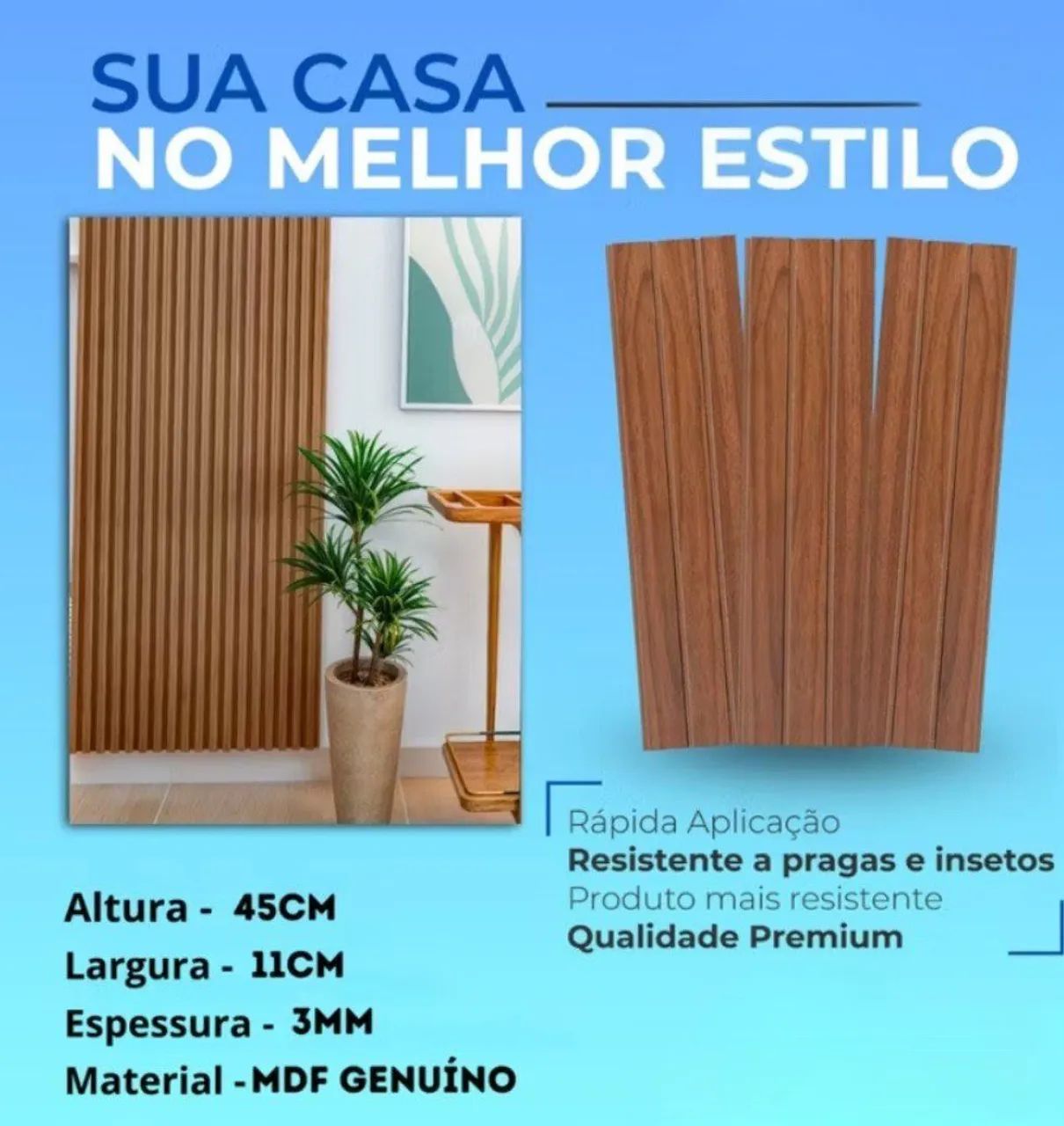 Kit 100 placas Painel Ripado MDF autocolante - Foto 6