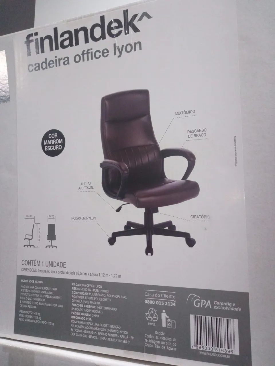 2 Cadeira de escritório Marrom giratória - Lyon - Foto 2