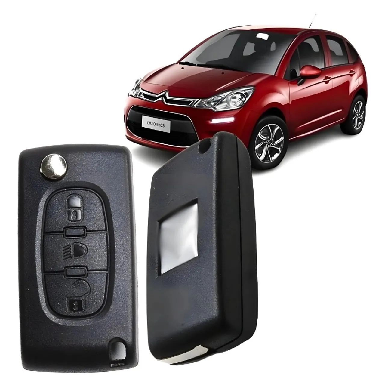 Chave Canivete Citroen C3 C4 Air Cross 3 Botões Farol - Foto 2