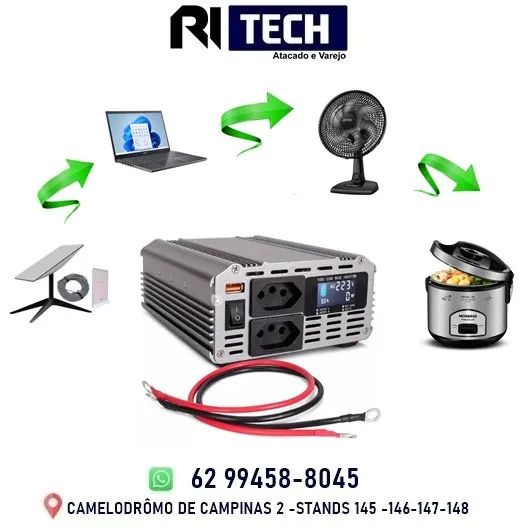 Conversor Inversor Energia 1000w Onda Senoidal Pura 24v 220v Veicular