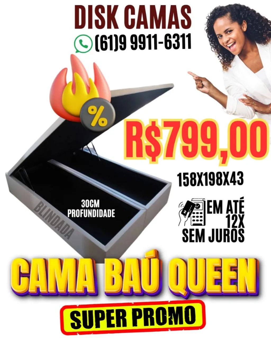 Cama Baú Queen Blindada Super Promoção!