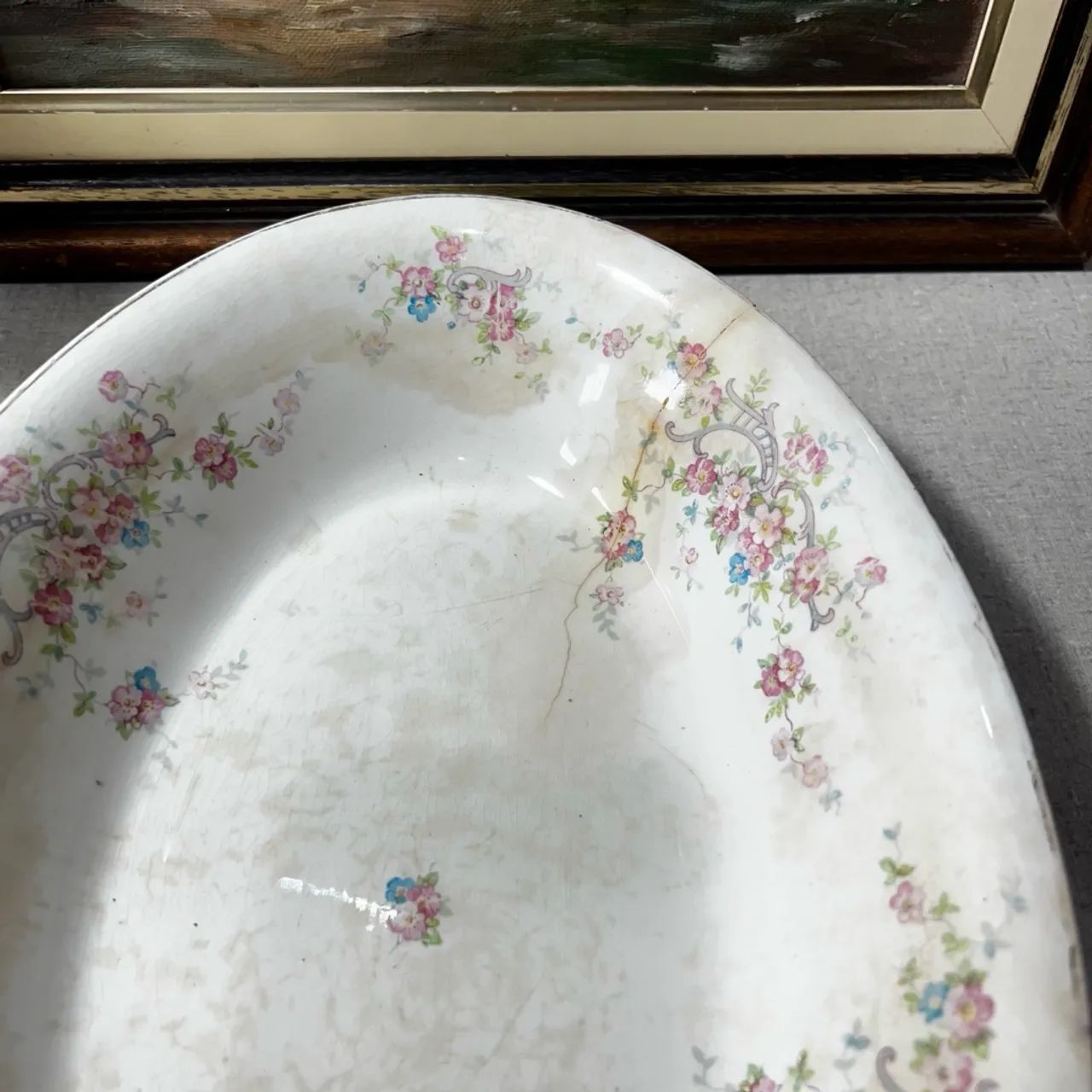 Travessa antiga com flores - 31x22x6 cm - Foto 5