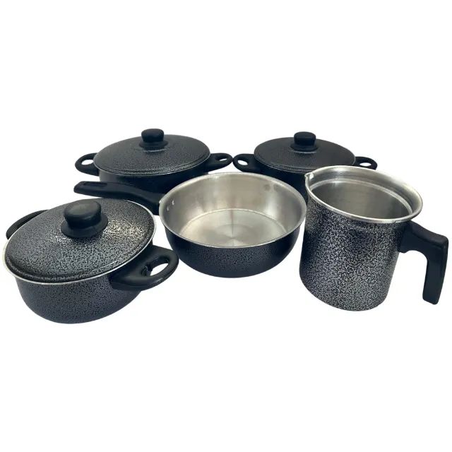 Conjunto de jogo de Panelas 5 peças Alumínio Resistente - Preto