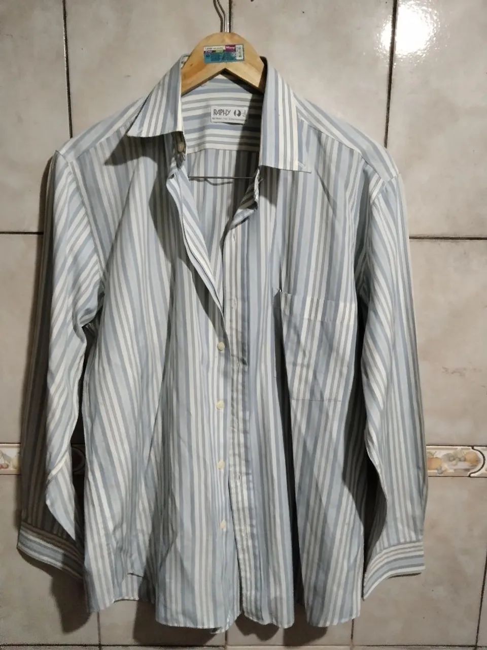 Camisa listrada Raphy azul e branca - Unissex 
