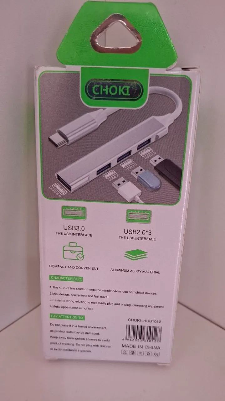 HUB USB Tipo C para 4 Portas USB 3.0 - Novo - Foto 2