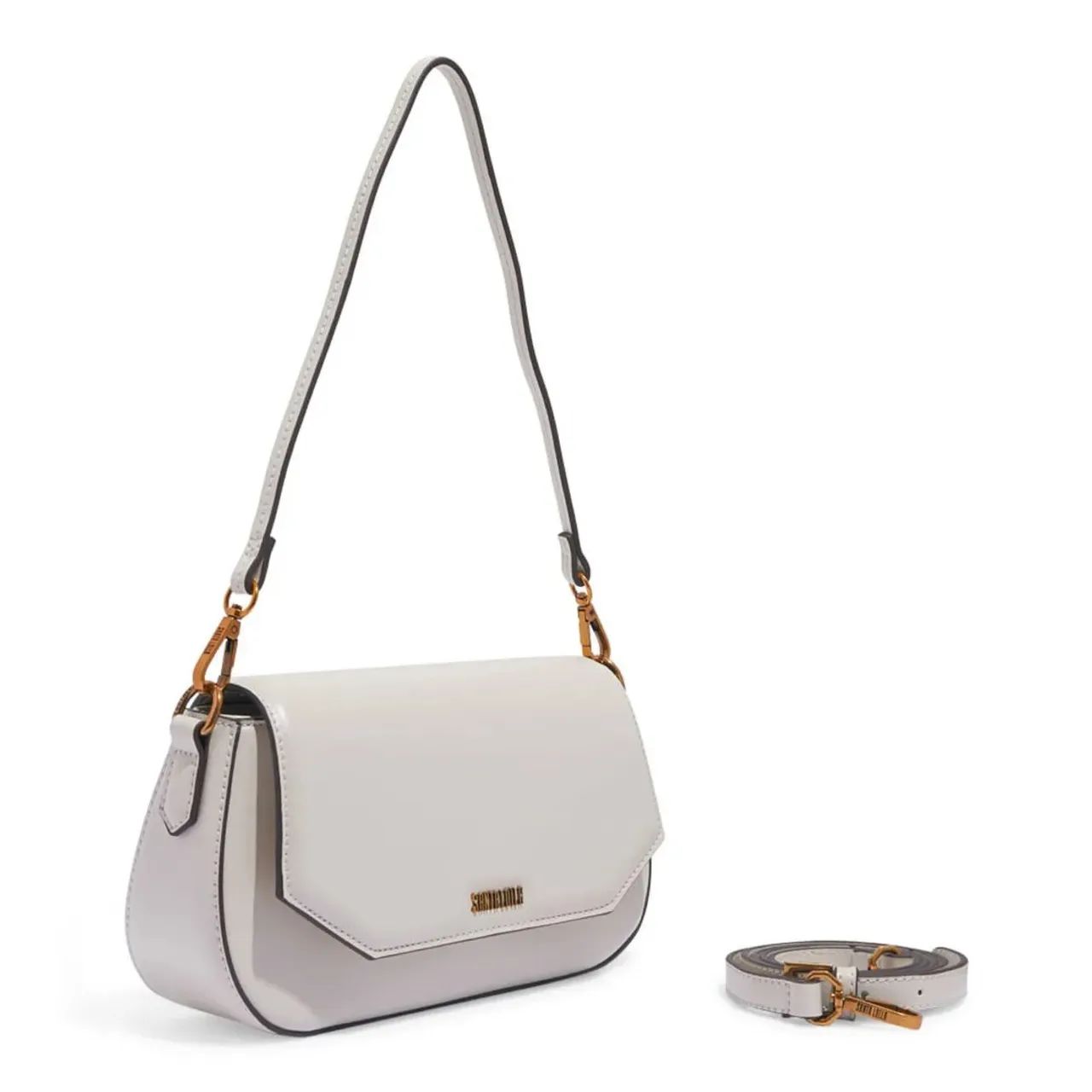 bolsa baguete média soft branco off white alça ombro santa lolla nova - Foto 2