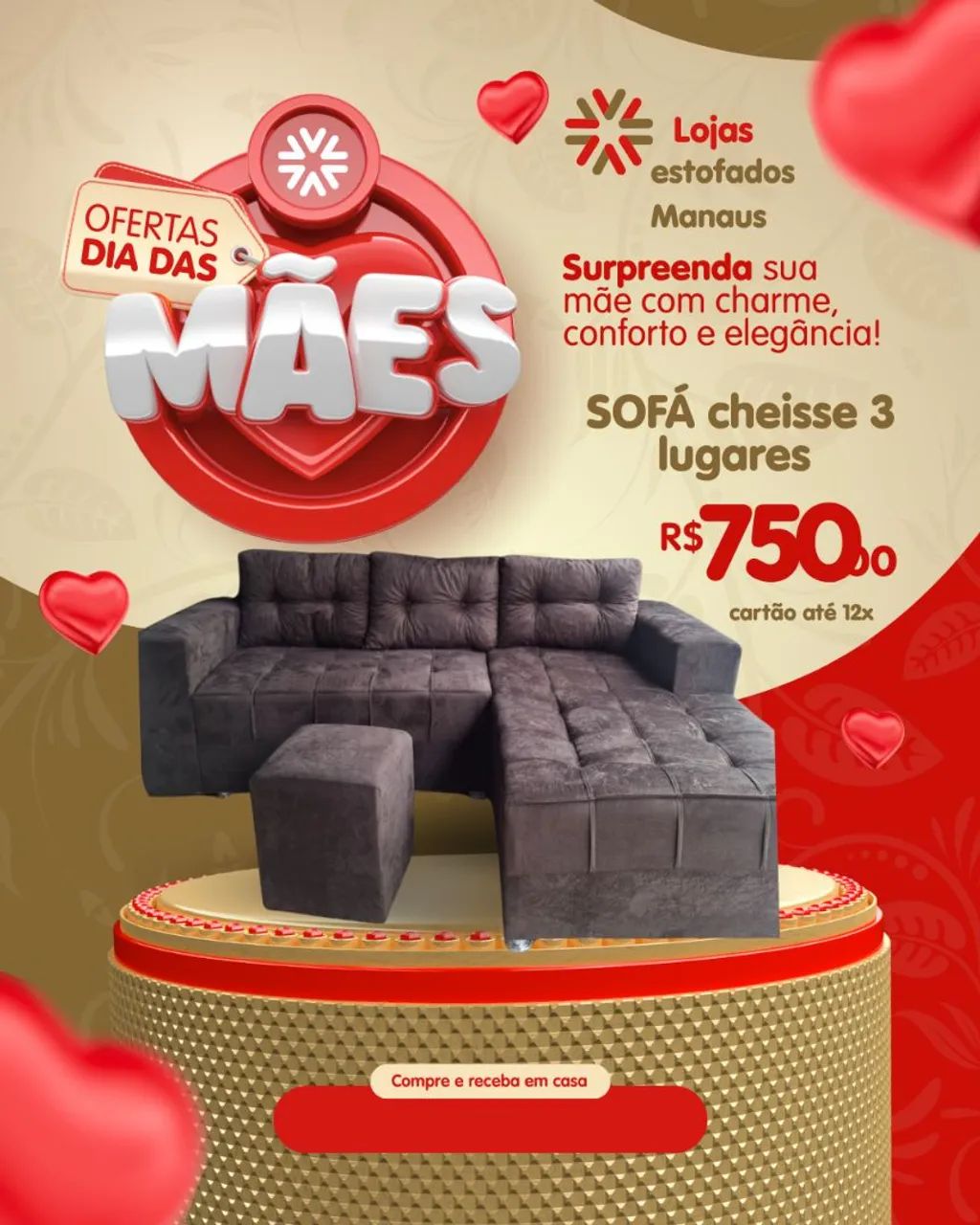 Sofá Cheisse 3 Lugares para sua Mãe! - Foto 3