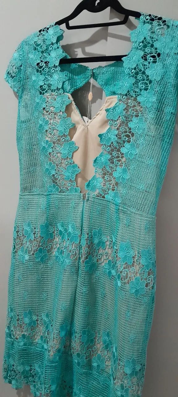 Vestido Renda Azul Claro - Foto 5