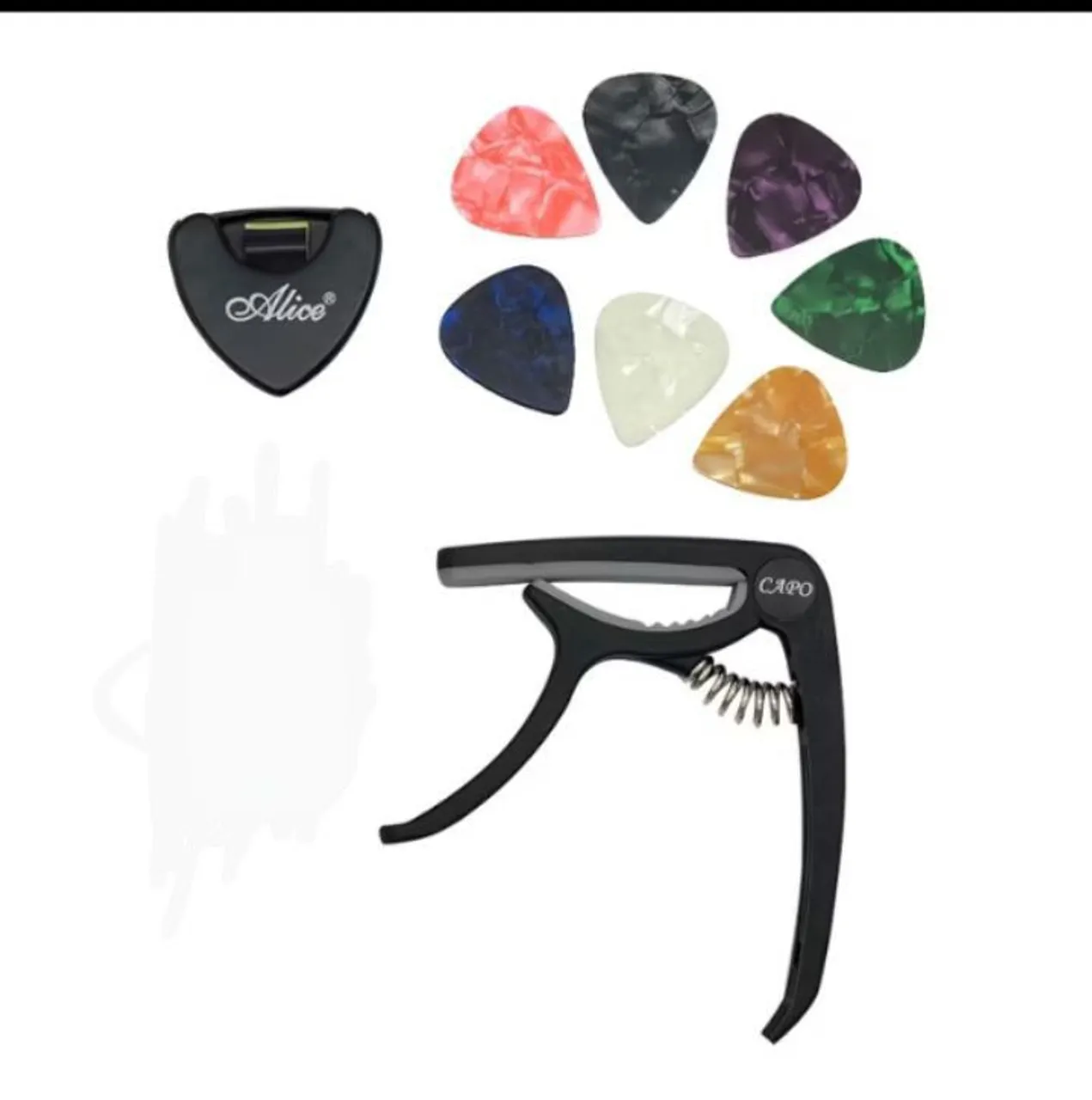 Kit de Guitarra e violão com Capo+Palhetas+porta palhetas