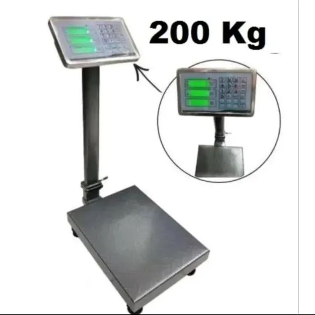 Balança Digital Plataforma de Chão 200kg Painel Digital com Led Bivolt e Bateria