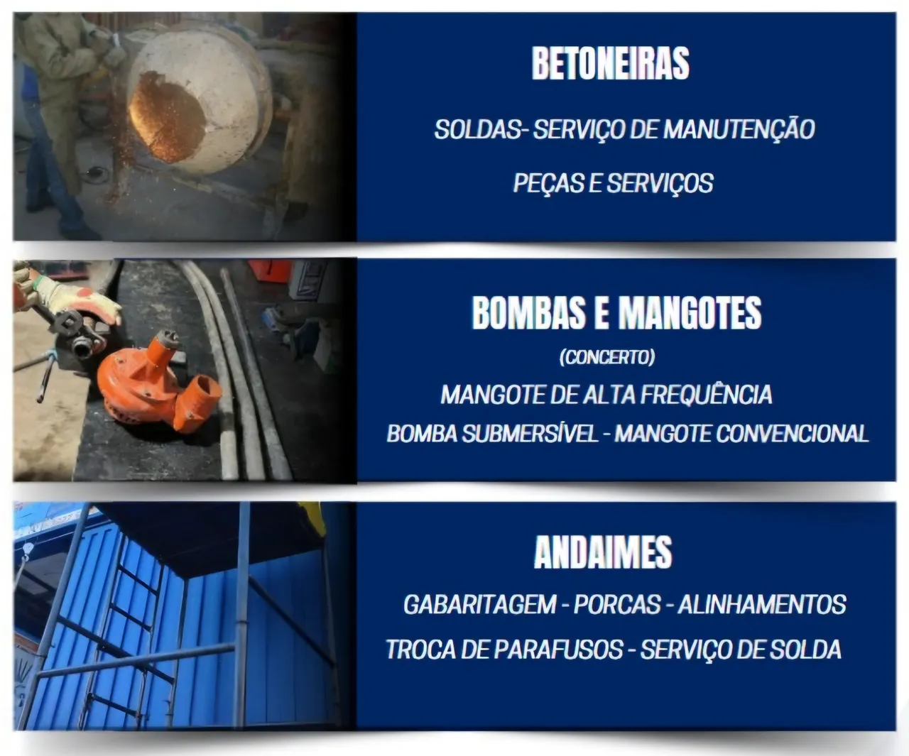 Reformas e consertos de Betoneiras , Andaimes e Bombas