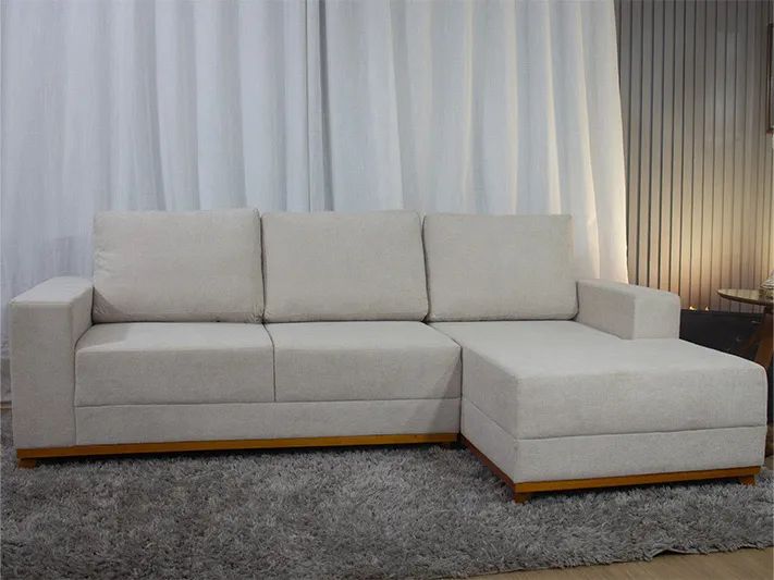 Sofá 3 Lugares 2,50m com Chaise Viena Boucle Bege a75 - Foto 2