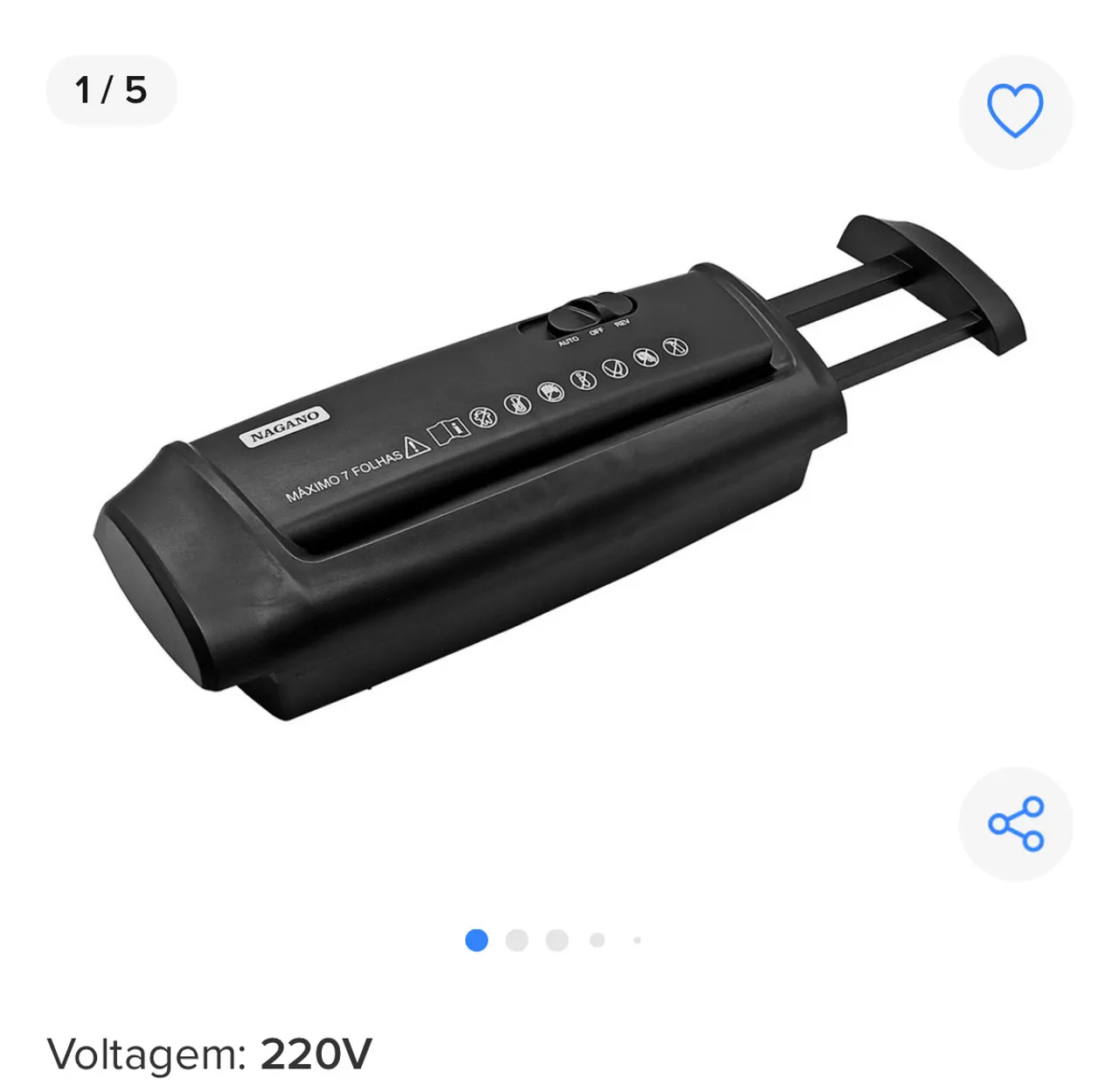 Mini Triturador de Papel Nagano - 220V