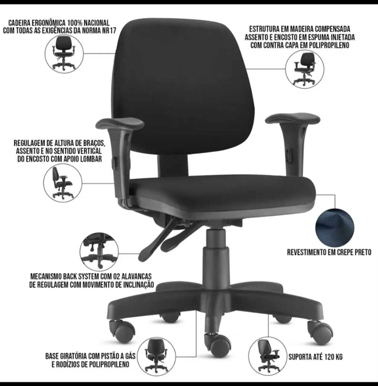 Cadeira Giratoria para Escritório - Conforto e Qualidade