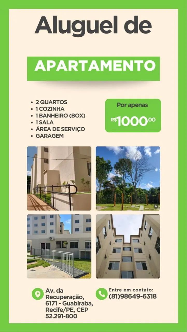ALUGA-SE APARTAMENTO PARQUE RECIFE 