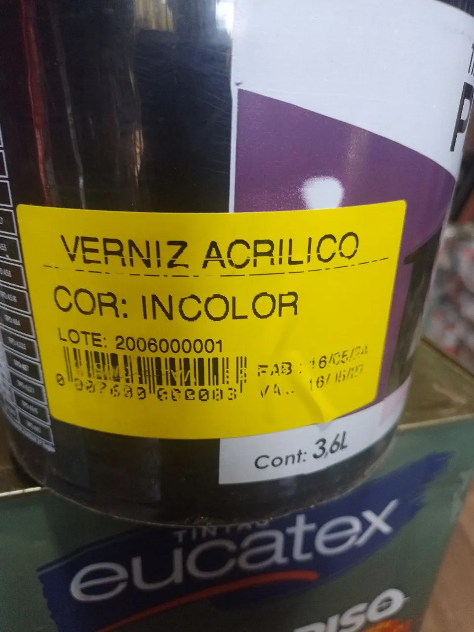 Verniz Acrílico Incolor 3,6L