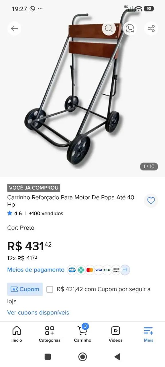 Carrinho motor de popa