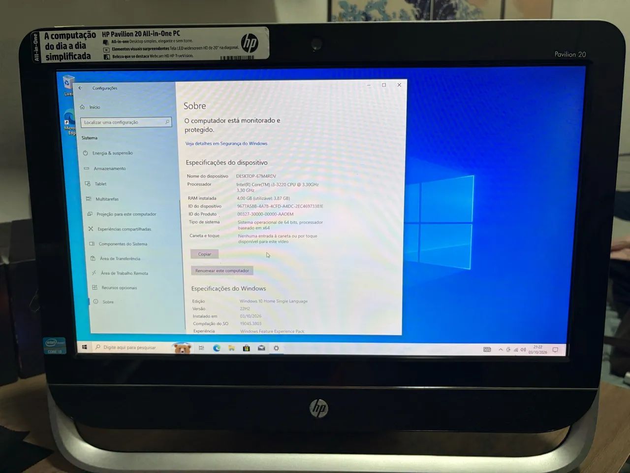 HP Pavilion 20 All-in-One