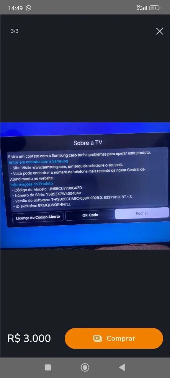 TV Samsung de 65 polegadas  - Foto 3