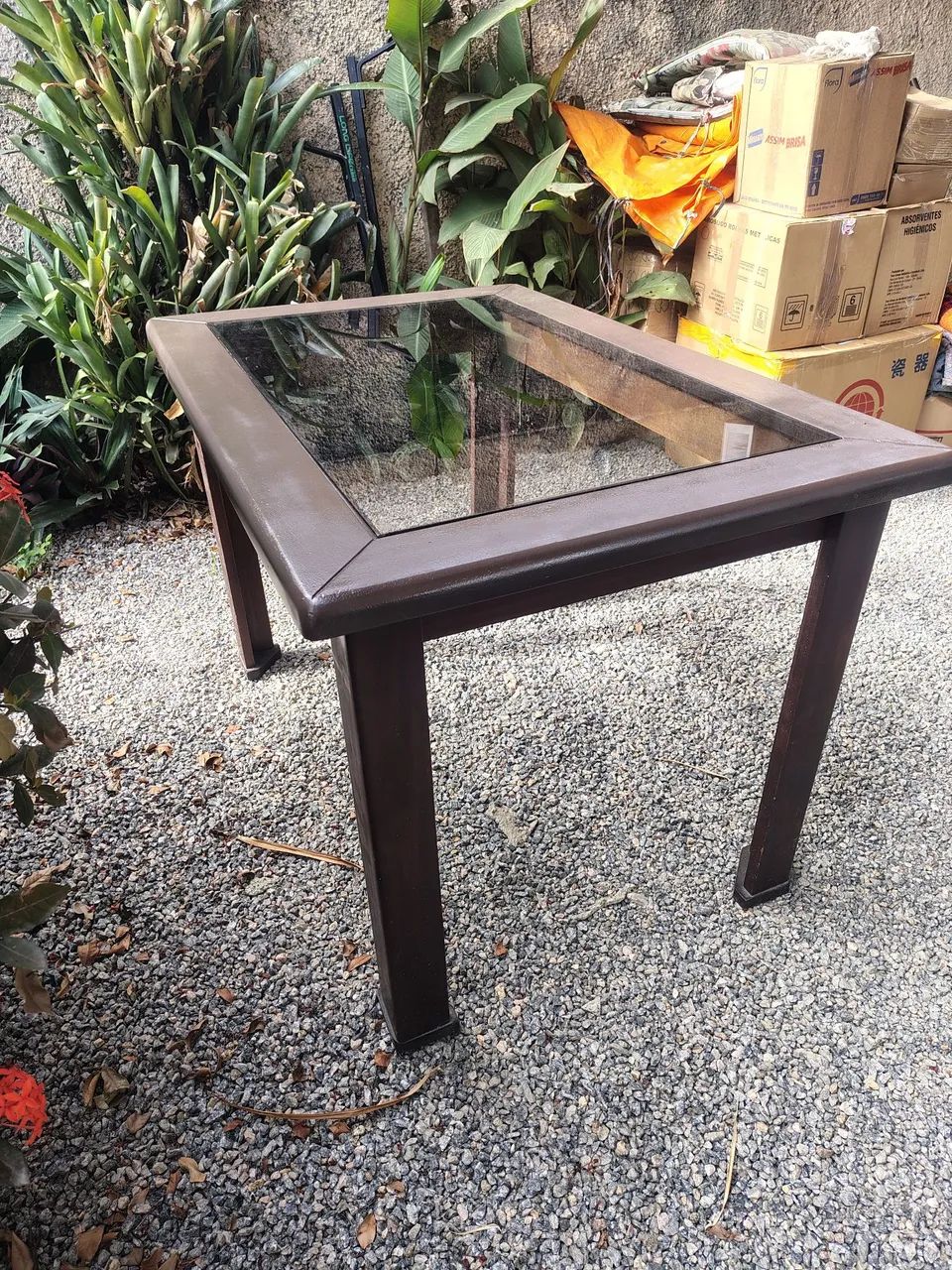 Mesa de Madeira com Tampo de Vidro  - Foto 3