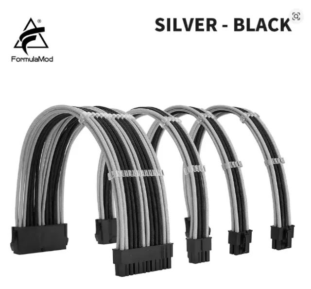 Cabos Sleeved FormulaMod Silver/Black - Kit 4 Cabos - Foto 2
