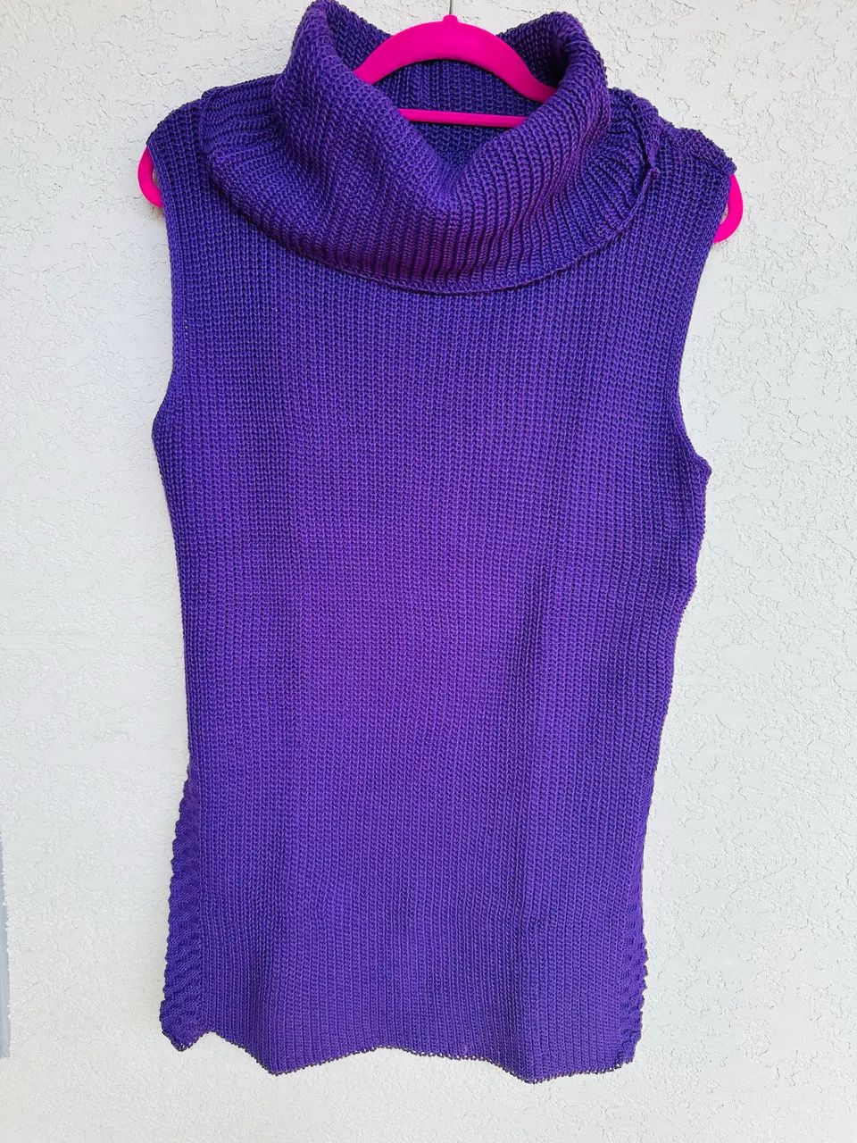 Colete alongado feminino tricô roxo 