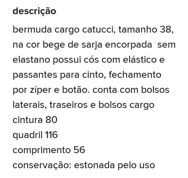 Bermuda cargo Catucci bege tamanho 38 - Foto 4