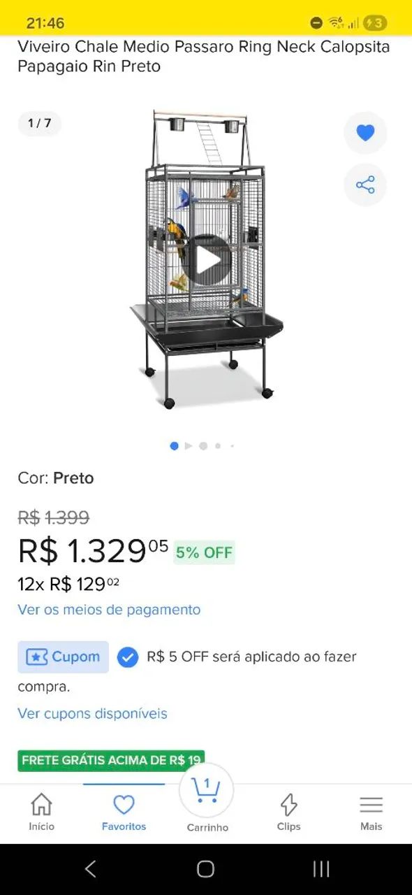 Viveiro Luxo -  Ideal para Calopsita/Ring Neck/Rosela/Agaporne/Periquito - Foto 3