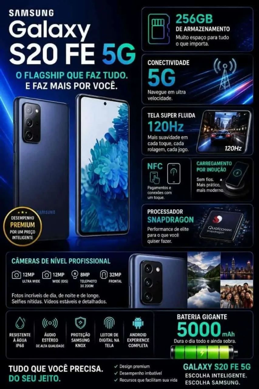 Samsung s20 FE 256 SNAPDRAGON RARIDADE.