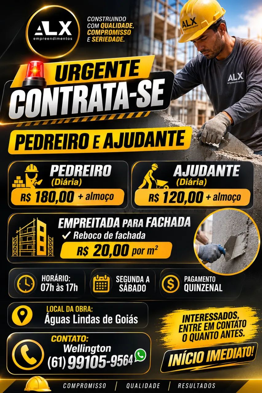 PEDREIRO 180+ Almoço, Ajudante 120+ Almoço 1