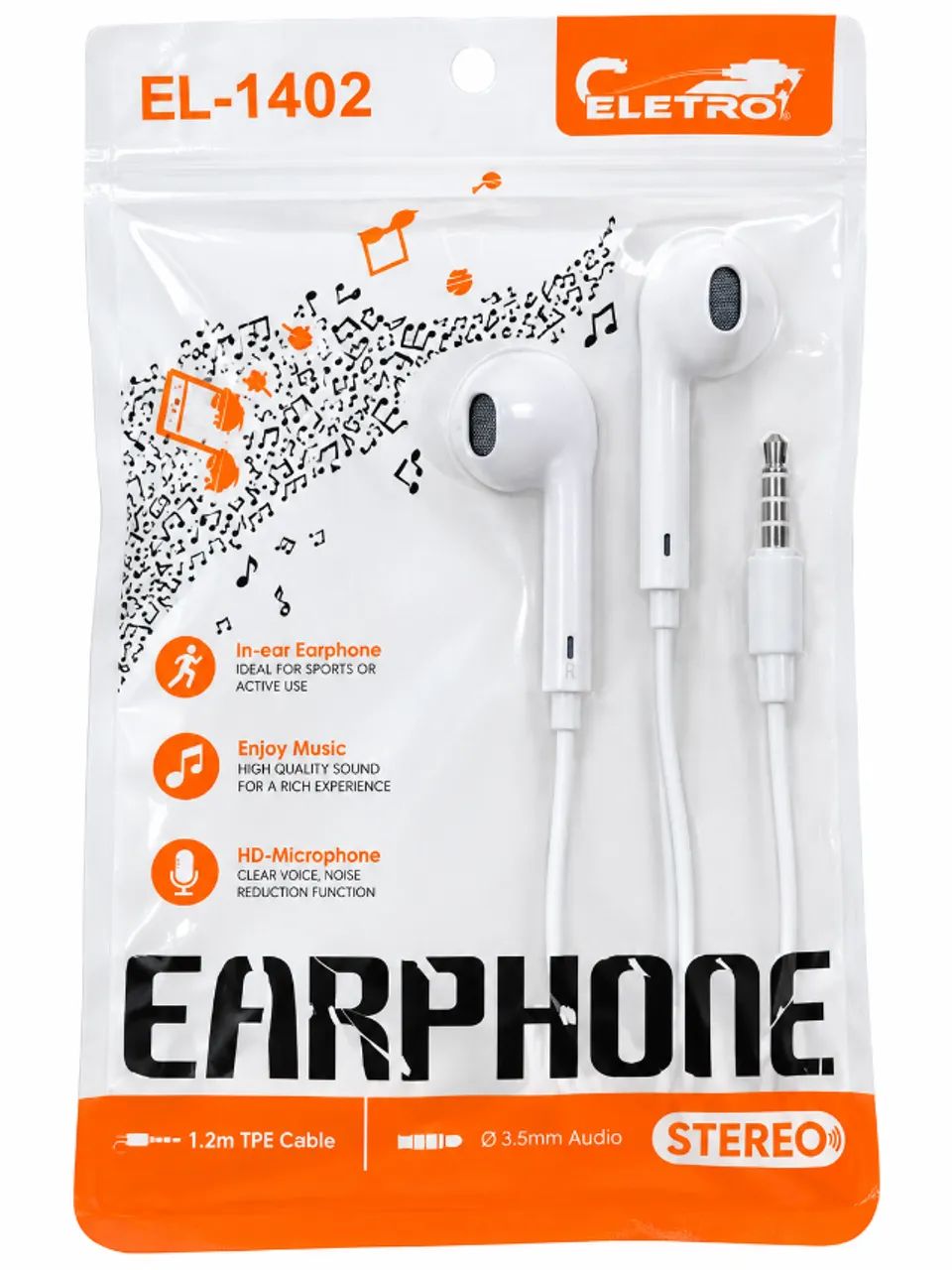 fone de ouvido com fio  eletro branco