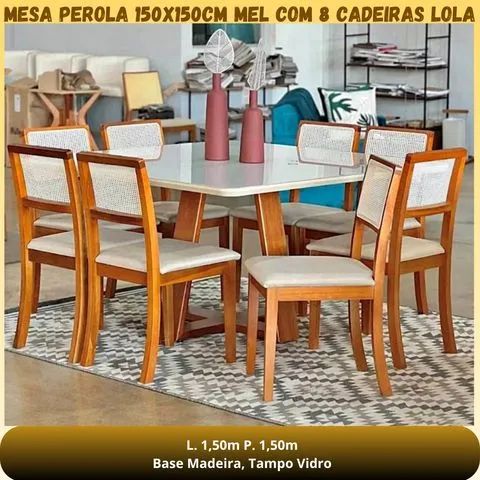 Mesa de jantar de 8 cadeiras 1.50x1.50