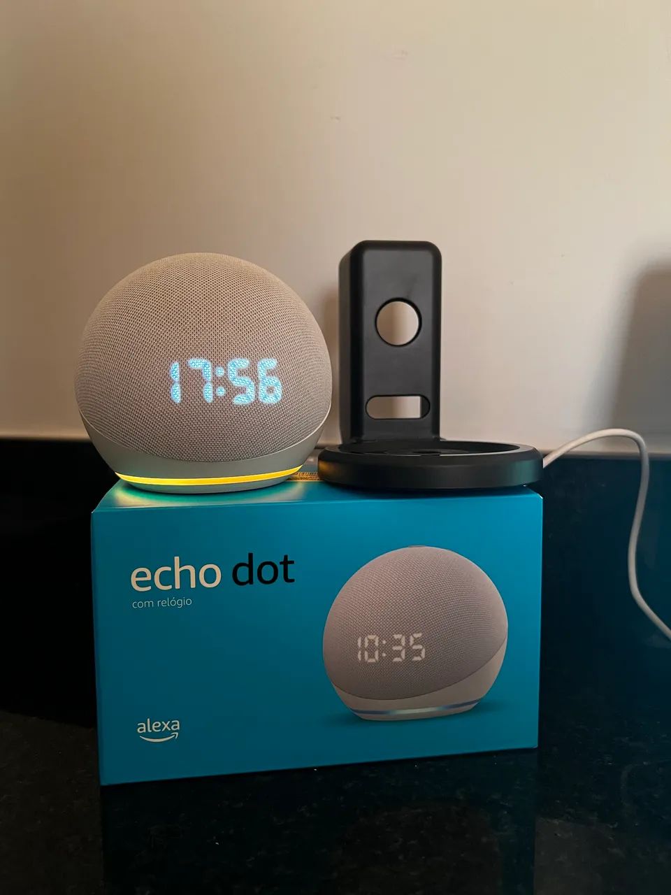 Alexa Echo Dot com Relógio + Suporte - Foto 4