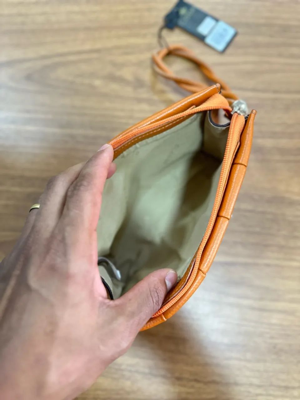 Bolsa de couro Classe laranja  - Foto 3