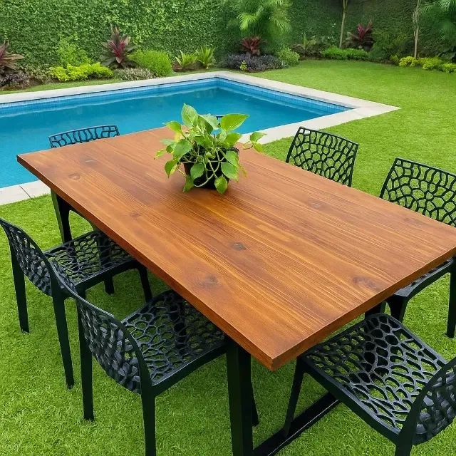 Mesa Industrial 200x60cm | Aço Metalon + Pinus Envernizado - Sob Mededida - Foto 2