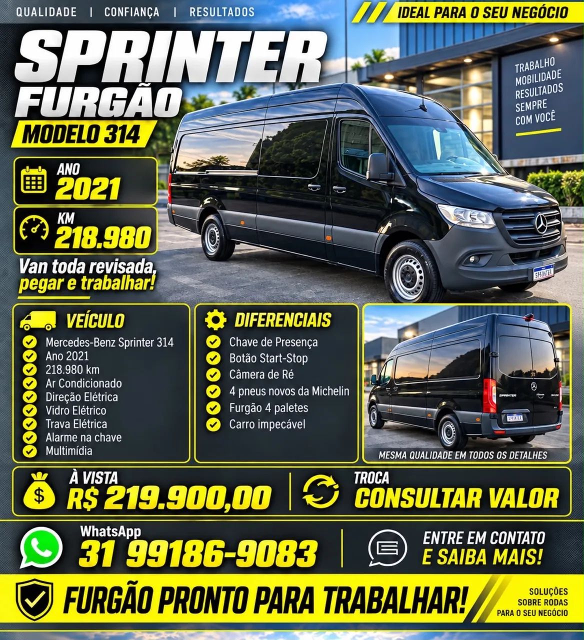 Mercedes-Benz Sprinter 314 Furgão Longo T.b. 2.2 Dies 2021