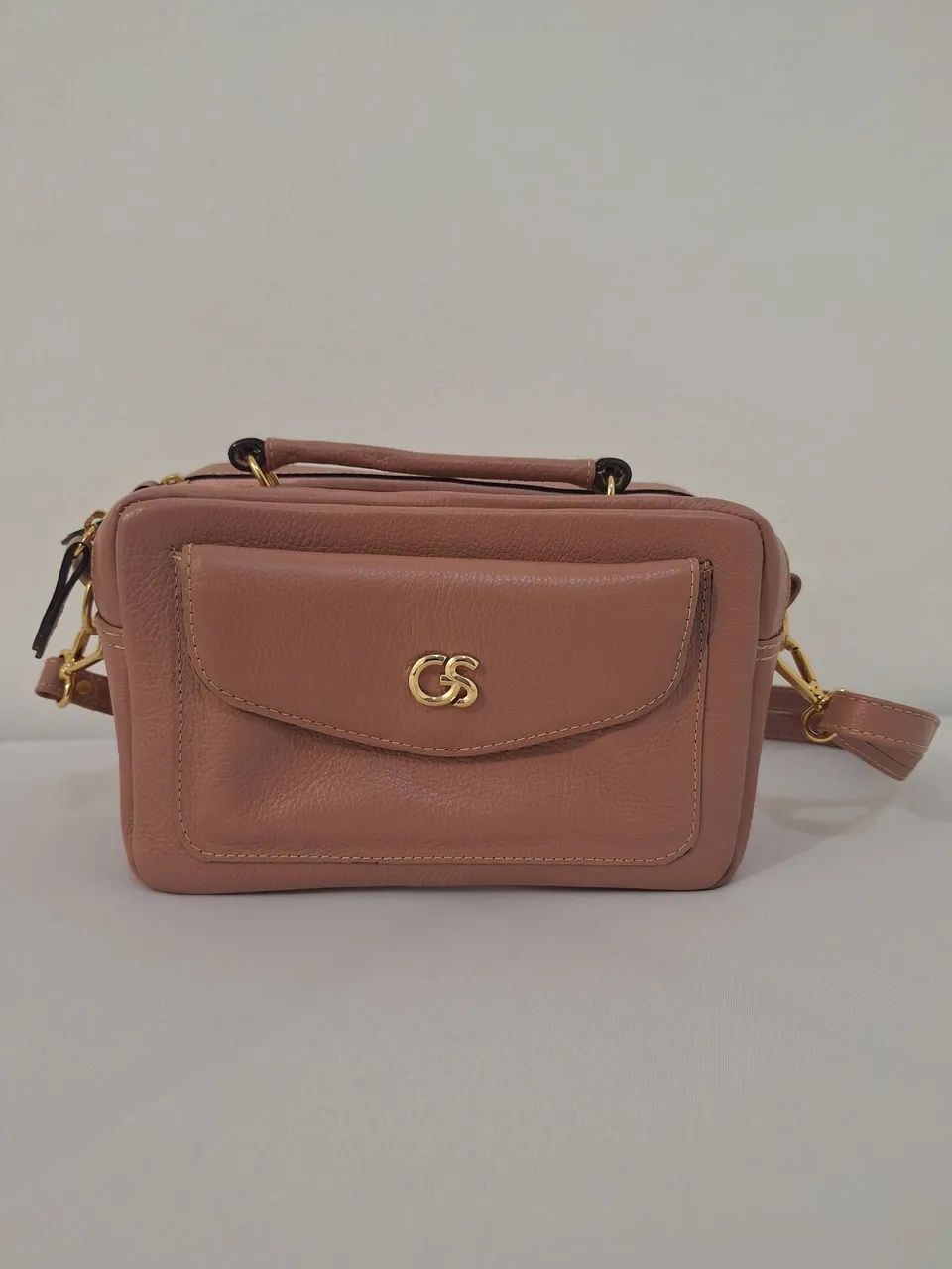 Bolsa de couro rosé