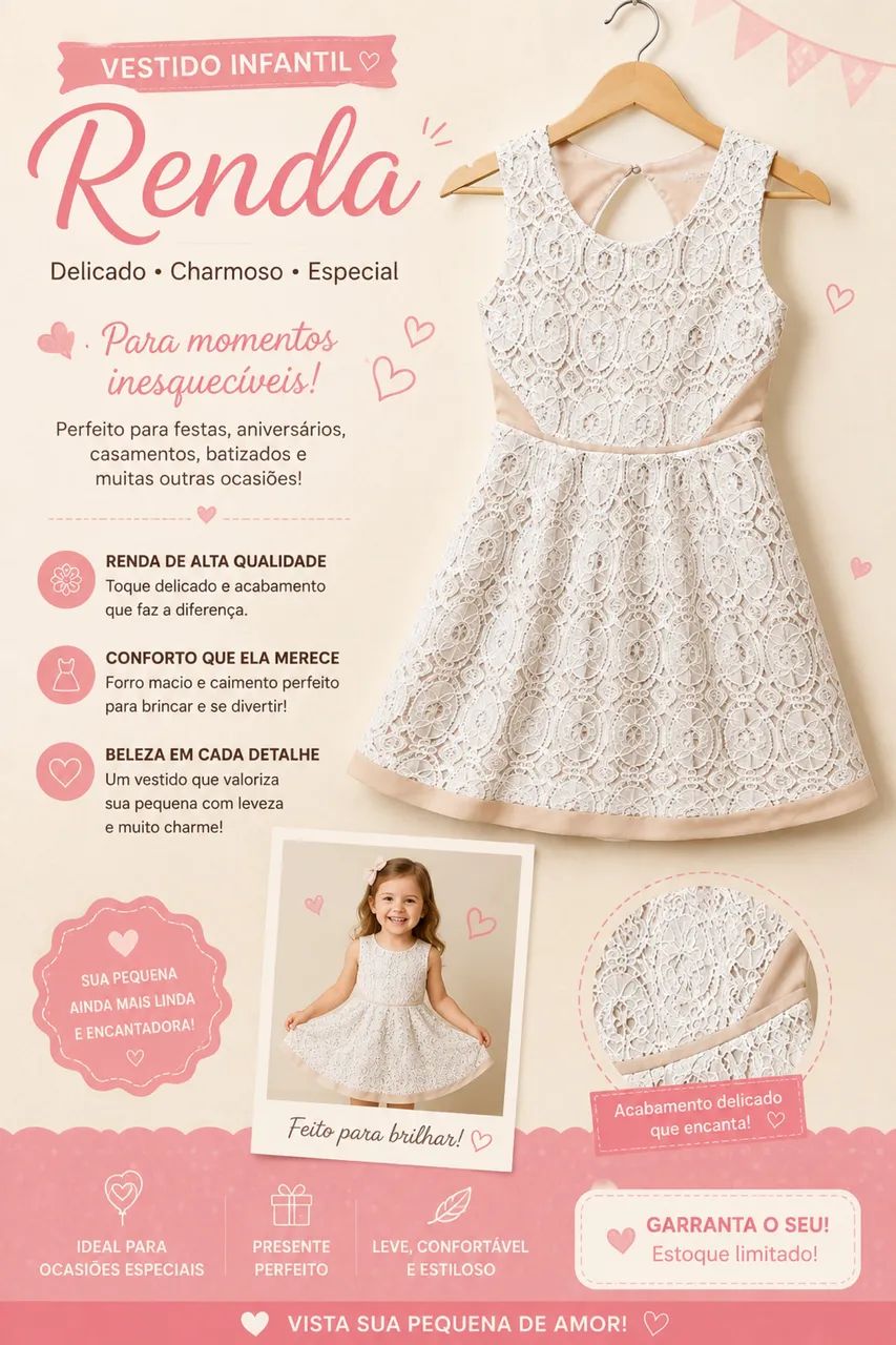 vestido infantil de renda