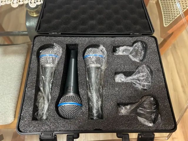 Kit 3 Microfone Profissional ZM58 Beta + Maleta + Cachimbo - Usado