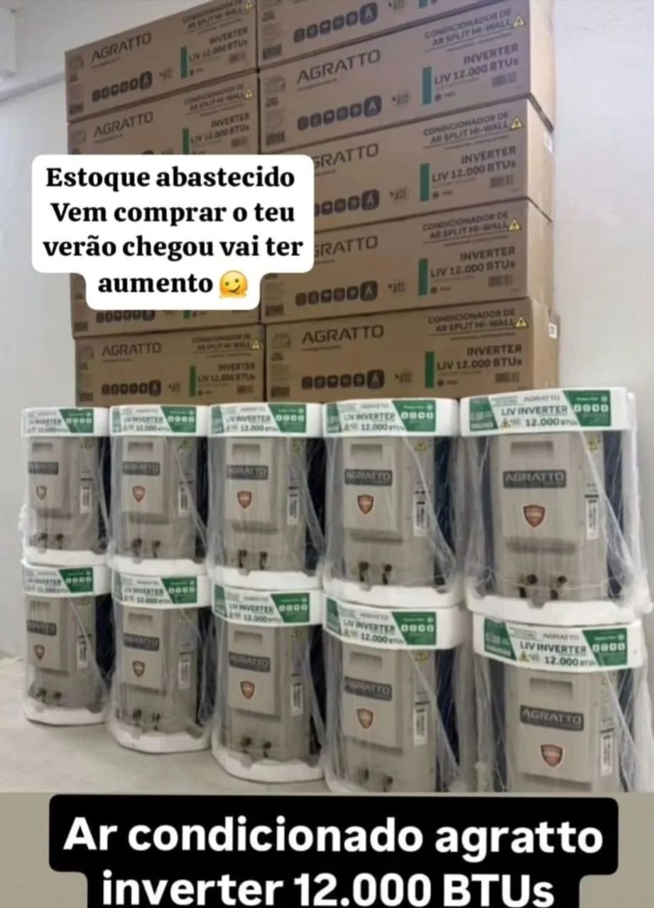 AR-CONDICIONADO AGRATTO 12 MIL BTUS INVERT LACRADO NOTA FISCAL E GARANTIA. 