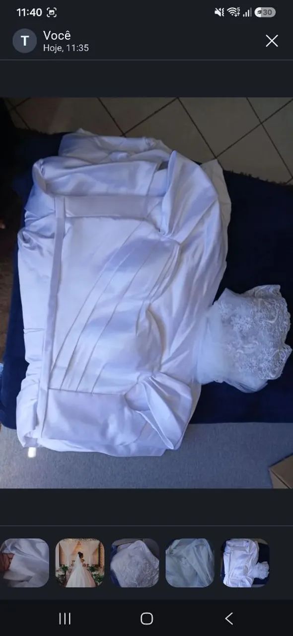 Vestido de noiva princesa branco de cetim  - Foto 5