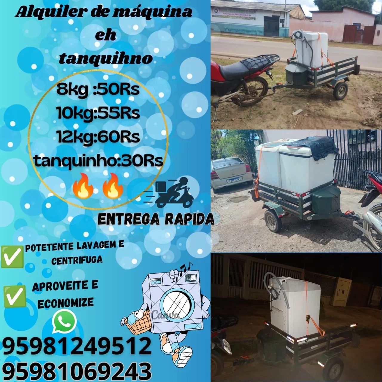 Alquiler de máquina y tanquinho 