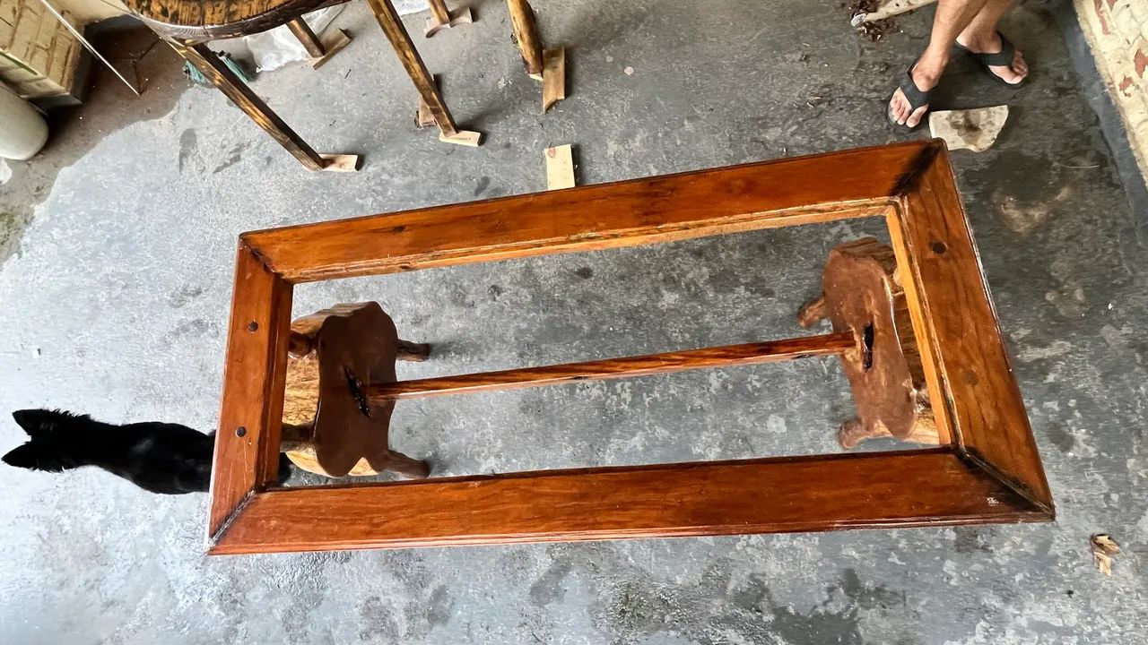 Mesa Madeira Recuperada Rústica Artesanal sem Vidro - Foto 3