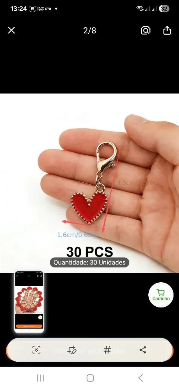 30pcs Chaveiros de Coração - Foto 4