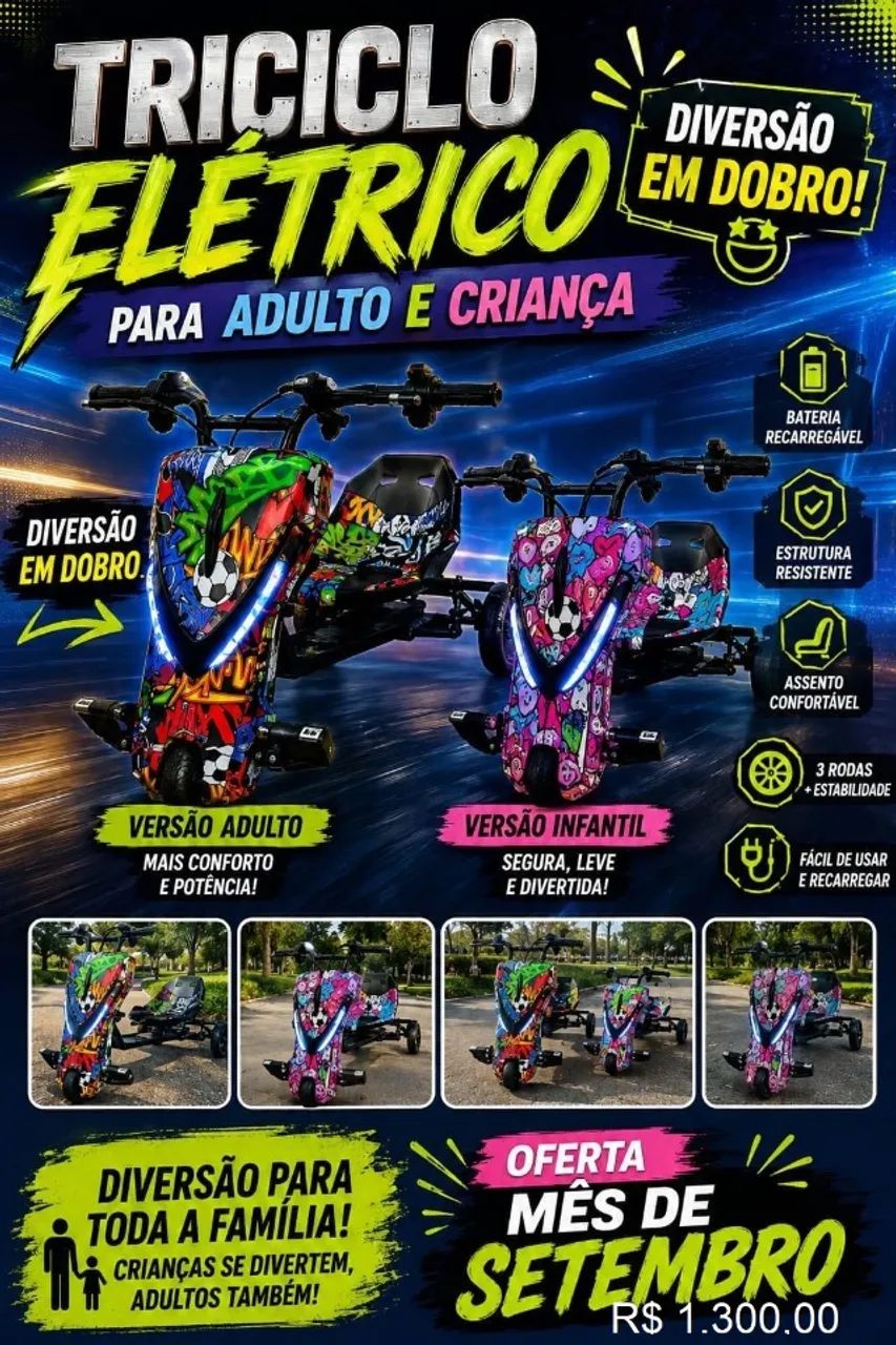 Triciclo Elétrico Drift, 350W