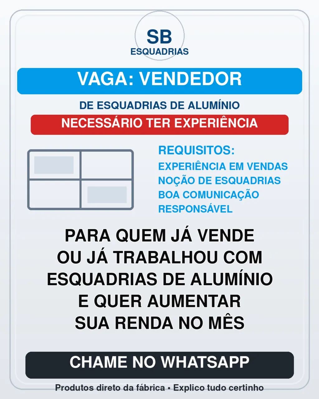 Vendedor de esquadrias